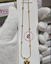 Luxury Stainless Steel Golden Heart Necklace - Anti-Tarnish Waterproof Design